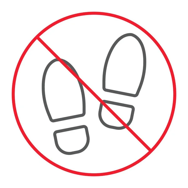 Sin zapatos icono de línea delgada, prohibición y prohibido, sin gráficos vectoriales de signos de pie, un patrón lineal sobre un fondo blanco, eps 10 . — Archivo Imágenes Vectoriales