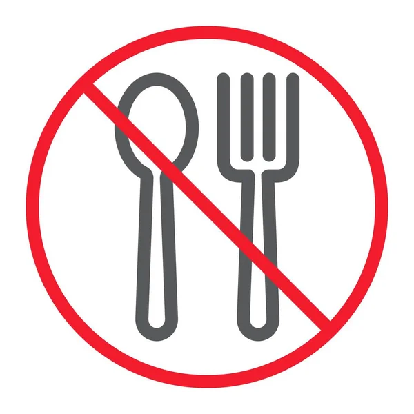 No Eating line icon, prohibition and forbidden, no food sign vector graphics, a linear pattern on a white background, eps 10. — Stock Vector