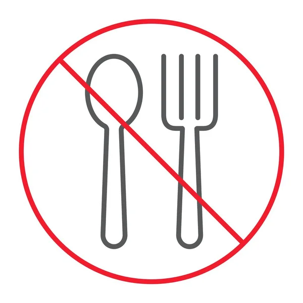 No Eating thin line icon, prohibition and forbidden, no food sign vector graphics, a linear pattern on a white background, eps 10. — Stock Vector