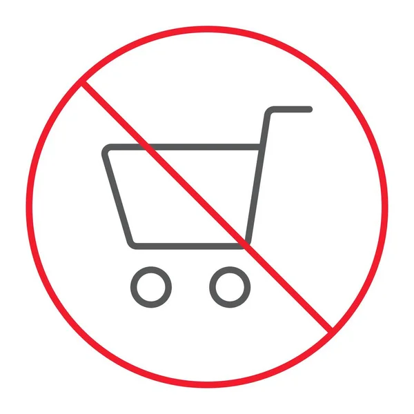 Sin compras icono de línea delgada, prohibición y prohibido, sin gráficos vectoriales signo de la tienda, un patrón lineal sobre un fondo blanco, eps 10 . — Archivo Imágenes Vectoriales