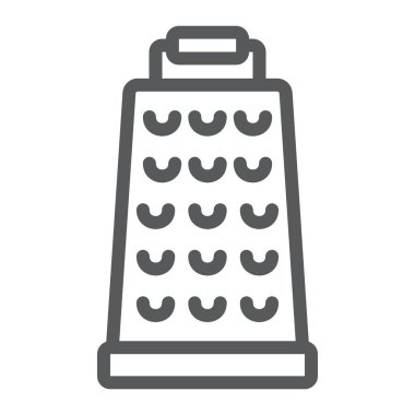 Rende satırı simgesi, mutfak ve pişirme, mutfak aracı işareti vektör grafikleri, doğrusal model beyaz bir arka planda eps 10.