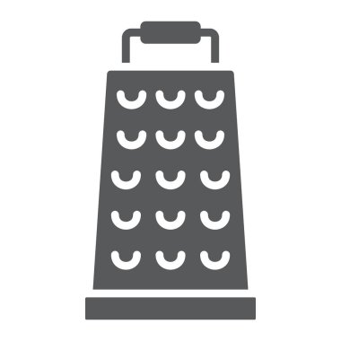 Rende glif simgesi, mutfak ve pişirme, mutfak aracı işareti vektör grafikleri, beyaz bir arka planda eps 10 katı bir desen.