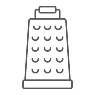 Rende ince çizgi simgesi, mutfak ve pişirme, mutfak aracı işareti vektör grafikleri, doğrusal model beyaz bir arka planda eps 10.