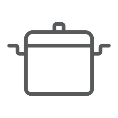 Pişirme pan satırı simgesi, mutfak ve yemek, pot işareti vektör grafikleri, doğrusal model beyaz bir arka planda eps 10 pişirme.