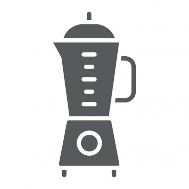 Blender glif simgesi, mutfak ve pişirme, Mikser işareti vektör grafikleri, beyaz bir arka planda eps 10 katı bir desen.