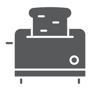 Ekmek kızartma makinesi glif simgesi, mutfak ve yemek, yemek aracı işareti vektör grafikleri, beyaz bir arka planda eps 10 katı bir desen.