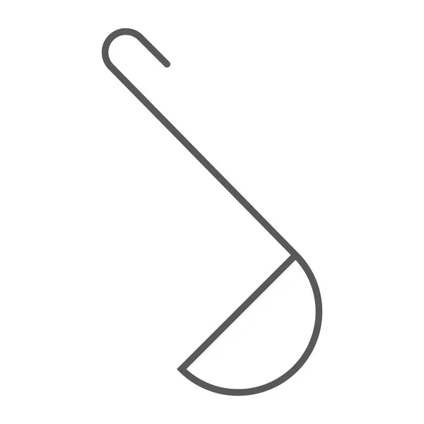 Кухня ковш тонкой линии значок, кухня и приготовление пищи, готовить инструмент знак векторной графики, линейный узор на белом фоне, EPS 10 . — стоковый вектор