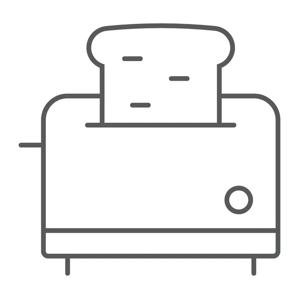 Ekmek kızartma makinesi ince çizgi simgesi, mutfak ve yemek, yemek aracı işareti vektör grafikleri, doğrusal model beyaz bir arka planda eps 10. — Stok Vektör