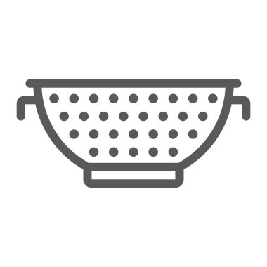 Kevgir satırı simgesi, mutfak ve pişirme, süzgeç işareti vektör grafikleri, doğrusal model beyaz bir arka planda eps 10.