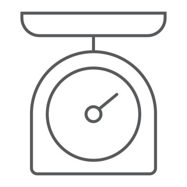 Mutfak ölçek ince çizgi simgesi, mutfak ve pişirme, ağırlık işareti vektör grafikleri, doğrusal model beyaz bir arka planda eps 10.