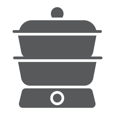 Çift Kazan glif simgesi, mutfak ve yemek, ev işareti vektör grafikleri, beyaz bir arka planda eps 10 katı bir desen.