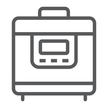 Vektör grafikleri, doğrusal model beyaz bir arka planda eps 10 multicooker satırı simgesi, mutfak ve yemek, ev işareti.