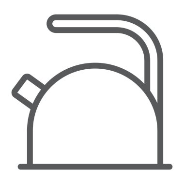 Su ısıtıcısı satırı simgesi, mutfak ve pişirme, çaydanlık işareti vektör grafikleri, doğrusal model beyaz bir arka planda eps 10.