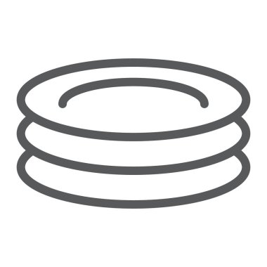 Tabak satırı simgesi, mutfak ve yemek, yemekler vektör grafikleri, doğrusal model beyaz bir arka planda eps 10 kayıt.