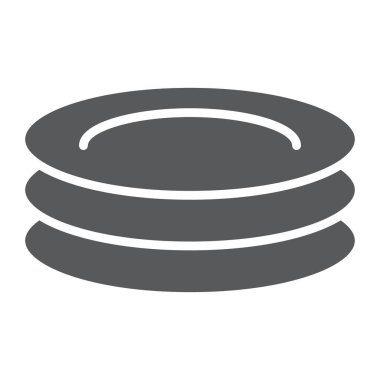 Plakaları glif simgesi, mutfak ve yemek, yemekler vektör grafik, bir katı model beyaz bir arka planda eps 10 kayıt.