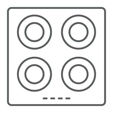 Elektrikli Isıtma levhası ince çizgi simgesi, mutfak ve pişirme yüzeyi, ev işareti vektör grafikleri, doğrusal model beyaz bir arka planda eps 10.