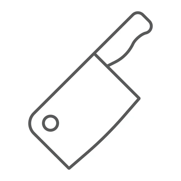 Мясной нож тонкая линия иконка ножа линии, кухня и приготовление пищи, мясник нож знак векторной графики, линейный узор на белом фоне, EPS 10 . — стоковый вектор