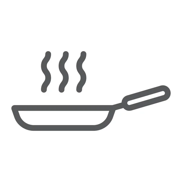 Penggorengan ikon garis panci, dapur dan memasak, menggoreng tanda vektor grafik, pola linear pada latar belakang putih, eps 10 . - Stok Vektor