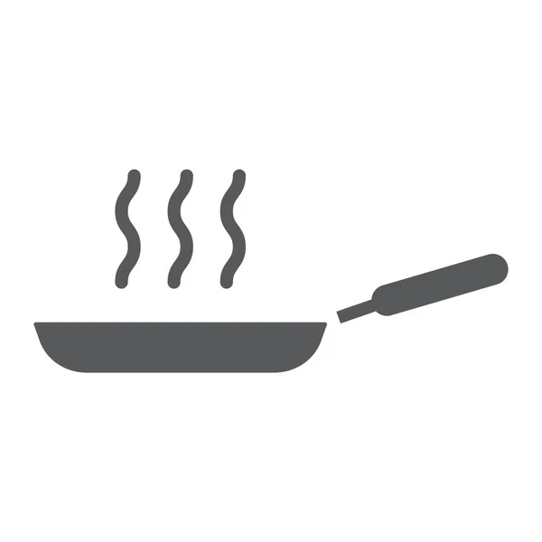 Penggorengan ikon glif pan, dapur dan memasak, menggoreng tanda vektor grafik, pola padat pada latar belakang putih, eps 10 . - Stok Vektor