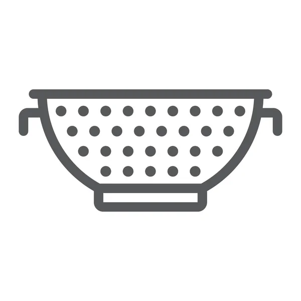 Garis Colander ikon, dapur dan memasak, disaring tanda vektor grafik, pola linear pada latar belakang putih, eps 10 . - Stok Vektor