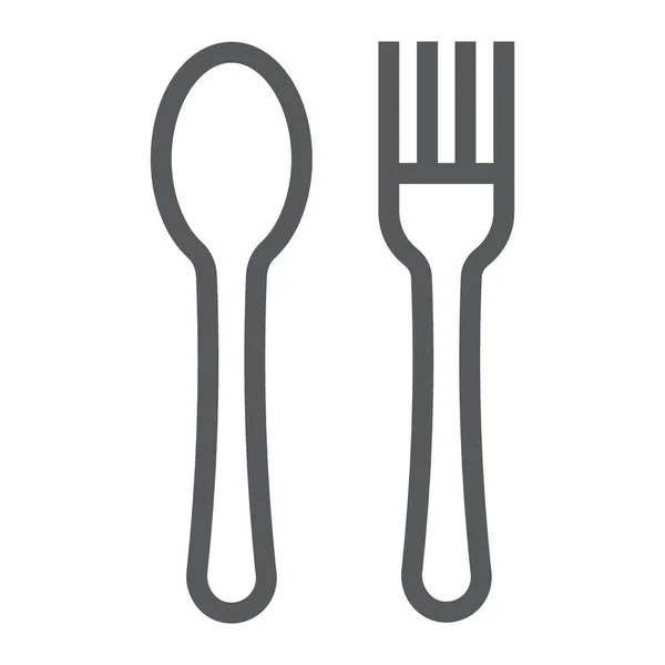 Icône de ligne de fourchette et cuillère, cuisine et cuisine, graphiques vectoriels de signe de restaurant, un motif linéaire sur un fond blanc, eps 10 . — Image vectorielle