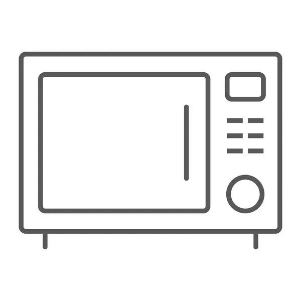 Microondas horno línea delgada icono, cocina y cocina, gráficos vectoriales signo del hogar, un patrón lineal sobre un fondo blanco, eps 10 . — Vector de stock