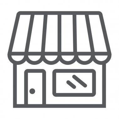 Shop kayıt vektör grafikleri, doğrusal model beyaz bir arka planda eps 10 mağaza satırı simgesi, iş ve Pazar,.