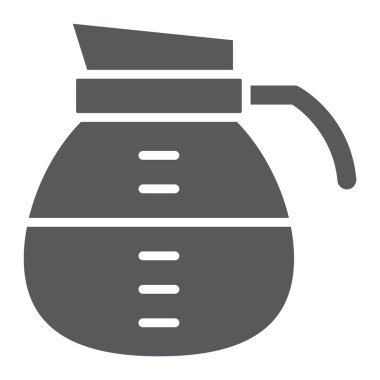 Kahve pot glif simgesi, kahve ve kafe, işareti vektör grafikleri, beyaz bir arka planda eps 10 katı bir desen iç.