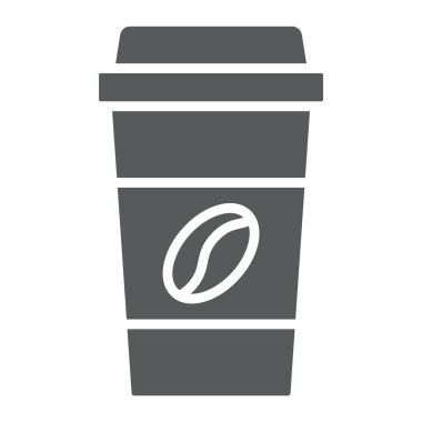 Tek kullanımlık kahve Kupası glif simgesi, kahve ve kafe, kağıt bardak işareti vektör grafikleri, beyaz bir arka planda eps 10 katı bir desen.