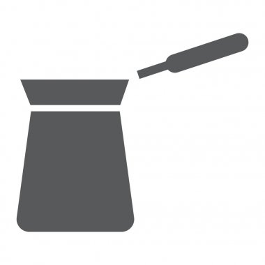 Türk cezve glif simgesi, kahve ve kafe, Türk kahvesi işareti vektör grafikleri, beyaz bir arka planda eps 10 katı bir desen.