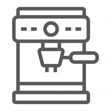 Kahve makinesi satırı simgesi, kafe ve kahve, kahve makinesi işareti vektör grafikleri, doğrusal model beyaz bir arka planda eps 10.