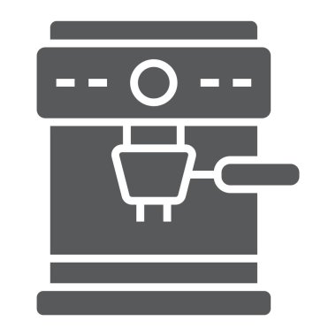 Kahve makinesi glif simgesi, kahve ve Cafe, kahve makinesi işareti vektör grafikleri, beyaz bir arka planda eps 10 katı bir desen.