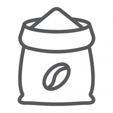 Kahve çuval satırı simgesi, kahve ve Cafe, kahve çanta işareti vektör grafikleri, doğrusal model beyaz bir arka planda eps 10.