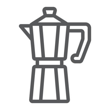Moka pot satırı simgesi, kafe ve kahve, kahve makinesi işareti vektör grafikleri, doğrusal model beyaz bir arka planda eps 10.