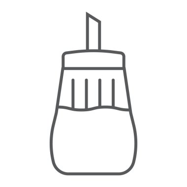 Şeker ince çizgi simgesi, diyet ve yemek, tatlı işareti vektör grafikleri, doğrusal model beyaz bir arka planda eps 10.