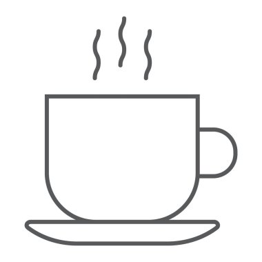 Americano ince çizgi simgesi, kahve ve kafe, sıcak kahve işareti vektör grafikleri, doğrusal model beyaz bir arka planda eps 10.