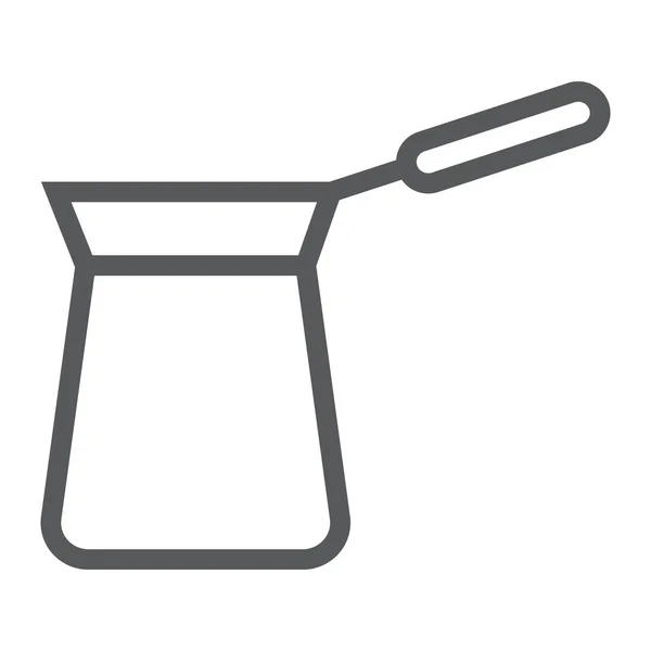 Pictogram van de lijn van de Turkse cezve, koffie en café, Turkse koffie teken vector graphics, een lineair patroon op een witte achtergrond, eps 10. — Stockvector