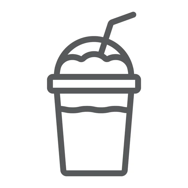 Icono de la línea Frappe, café y café, gráficos vectoriales de signo de café crema, un patrón lineal sobre un fondo blanco, eps 10 . — Vector de stock