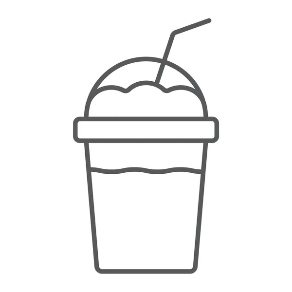 Frappe ince çizgi simgesi, kahve ve kafe, krem kahve işareti vektör grafikleri, doğrusal model beyaz bir arka planda eps 10. — Stok Vektör