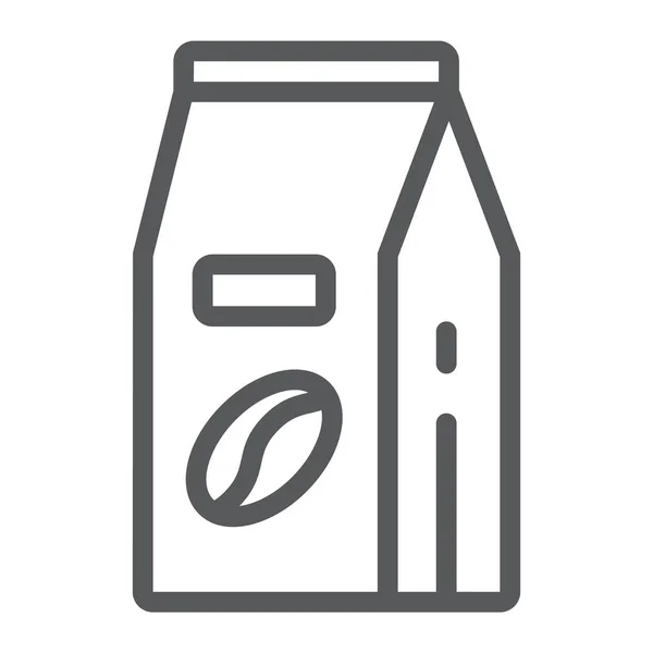 Icono de línea de bolsa de papel de café, café y café, granos de café paquete gráficos vectoriales signo, un patrón lineal sobre un fondo blanco, eps 10 . — Vector de stock