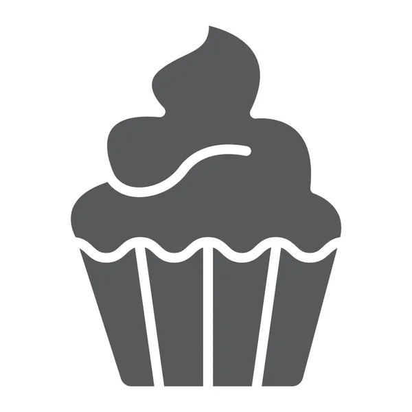Cupcake glif simgesi, tatlı ve lezzetli, tatlı işareti vektör grafikleri, beyaz bir arka planda eps 10 katı bir desen. — Stok Vektör