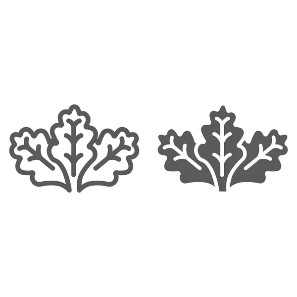 Linha de alface e ícone de glifo, vegetal e orgânico, sinal de salada, gráficos vetoriais, um padrão linear em um fundo branco . —  Vetores de Stock