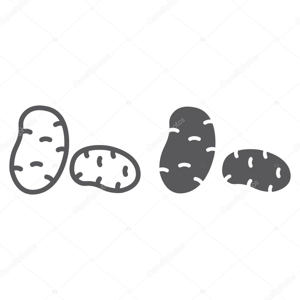 Potatoes line and glyph icon, vegetable and organic, potato sign, vector graphics, a linear pattern on a white background, eps 10.