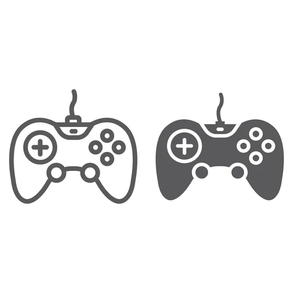 Gamepad-Linie und Glyphen-Symbol, Technologie und Unterhaltung, Joystick-Zeichen, Vektorgrafik, ein lineares Muster auf weißem Hintergrund. — Stockvektor