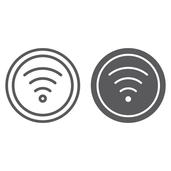 Линия WiFi и иконка "Глиф", интернет и сеть, знак беспроводного интернета, векторная графика, узор на белом фоне . — стоковый вектор