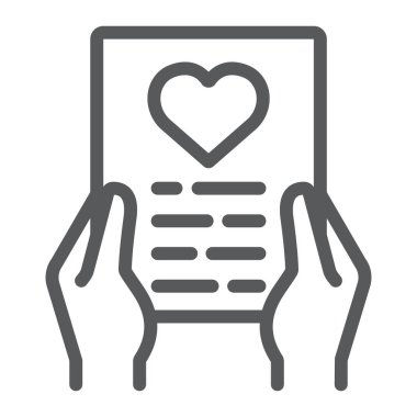 Aşk harfi simgesi, sevgililer günü ve tatil, aşk zarfı işareti, vektör grafikleri, beyaz arkaplan üzerinde doğrusal bir desen, 10.