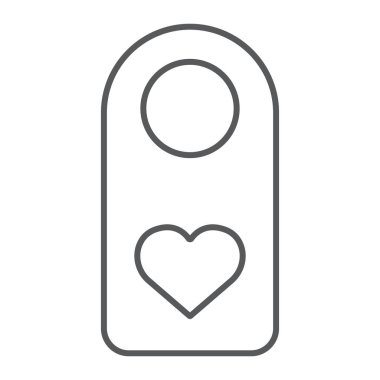 İnce çizgi simgesini, sevgililer gününü ve tatilini, kapı askısı işaretini, vektör grafiklerini, beyaz arkaplandaki doğrusal deseni bozmayın..