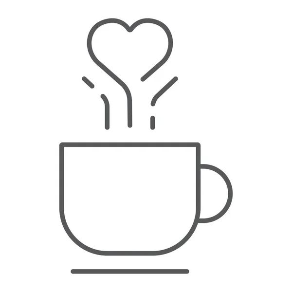 Precioso icono de línea delgada taza, San Valentín y vacaciones, signo de café, gráficos vectoriales, un patrón lineal sobre un fondo blanco, eps 10 . — Vector de stock