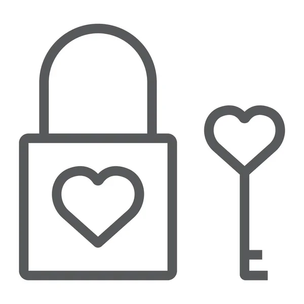 Καρδιά κλειδώματος γραμμή εικονίδιο, Αγίου Βαλεντίνου και διακοπές, αγάπη σημάδι κλειδώματος, διανυσματικά γραφικά, ένα γραμμικό μοτίβο σε λευκό φόντο, eps 10. — Διανυσματικό Αρχείο