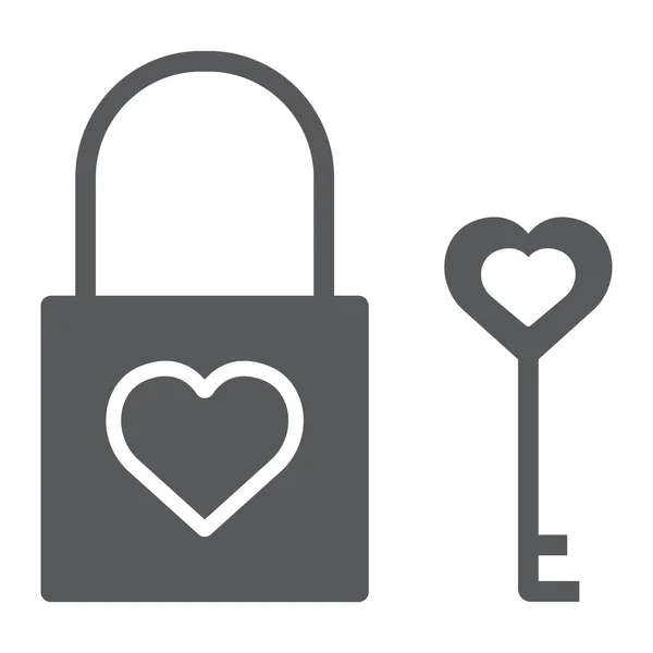 Ikona Heart lock glyph, Valentýn a dovolená, značka Love Lock, vektorová grafika, pevný vzor na bílém pozadí, eps 10. — Stockový vektor